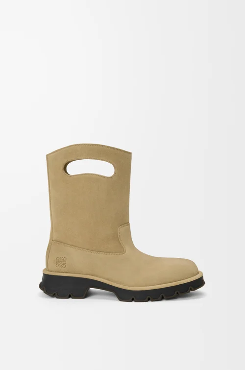 LOEWE Bobby boot in waxed split calfskin Sahara