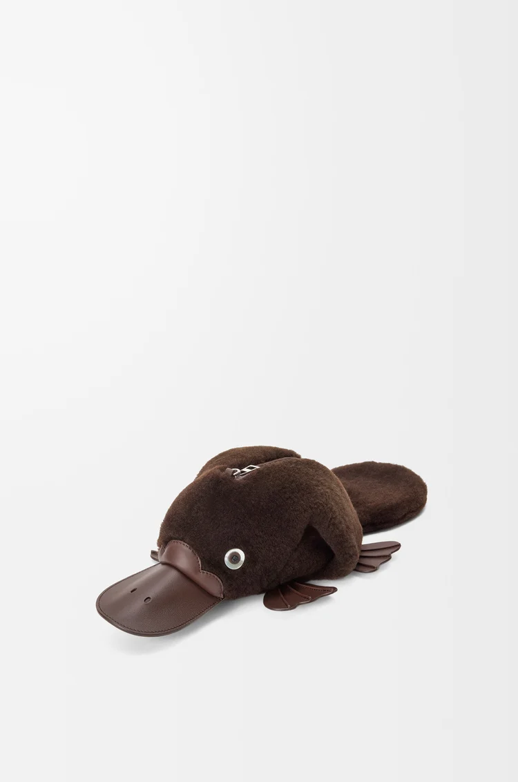 LOEWE Platypus bag in shearling Chocolate