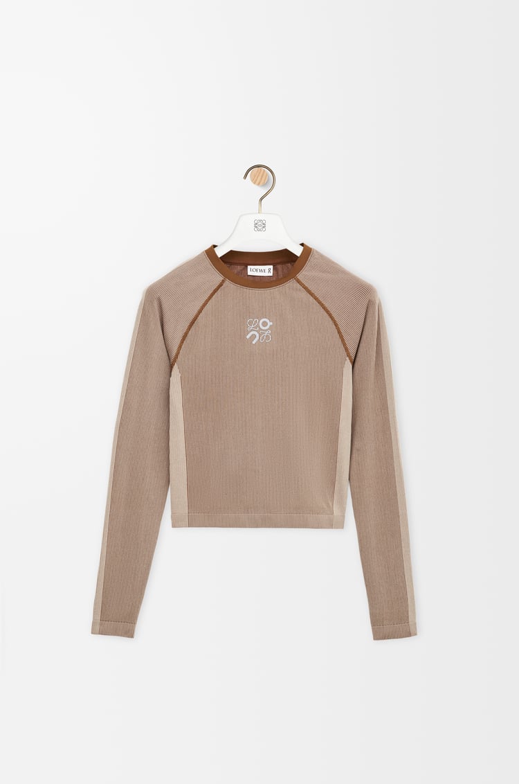 LOEWE Langärmeliges Top aus technischem Jersey Elfenbein