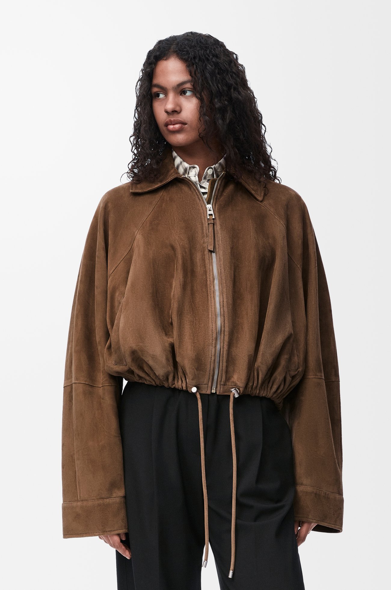 LOEWE Chaqueta globo en ante de piel de cordero Verde Caqui plp_rd
