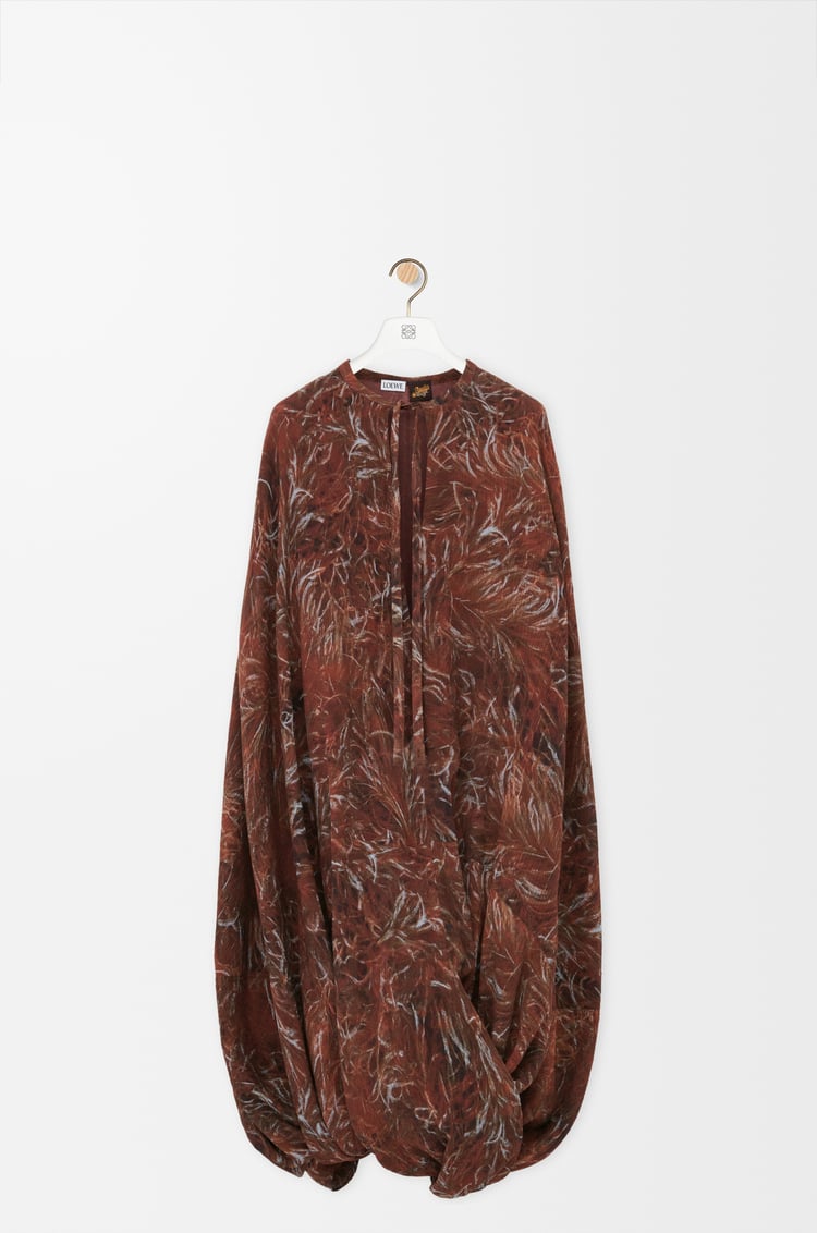 LOEWE Dress in cotton and silk Brown/Multicolor
