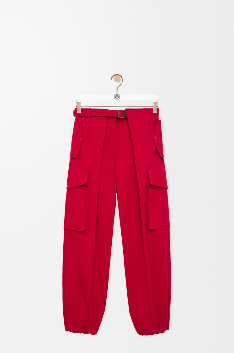 LOEWE Cargo trousers in cotton and silk Red