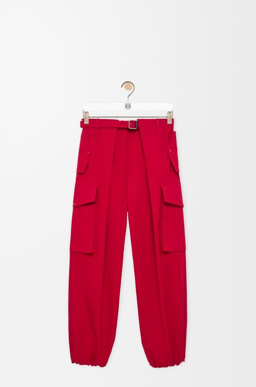 LOEWE Cargo trousers in cotton and silk Red