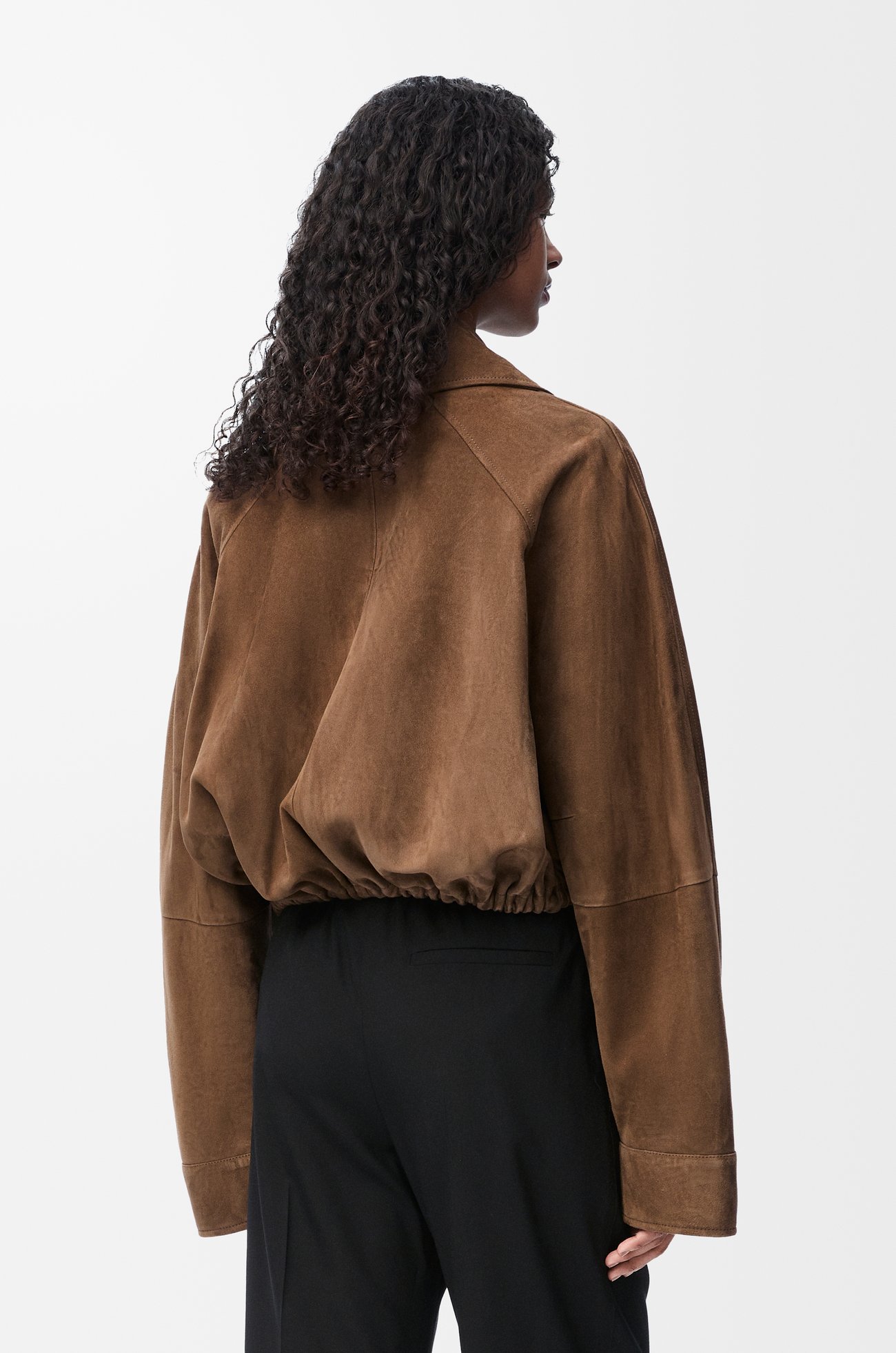 LOEWE Chaqueta globo en ante de piel de cordero Verde Caqui plp_rd