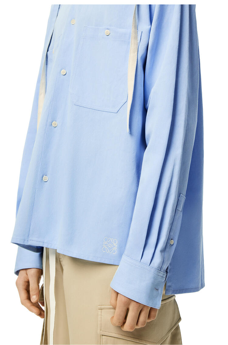 LOEWE Hooded shirt in cotton Calm Blue