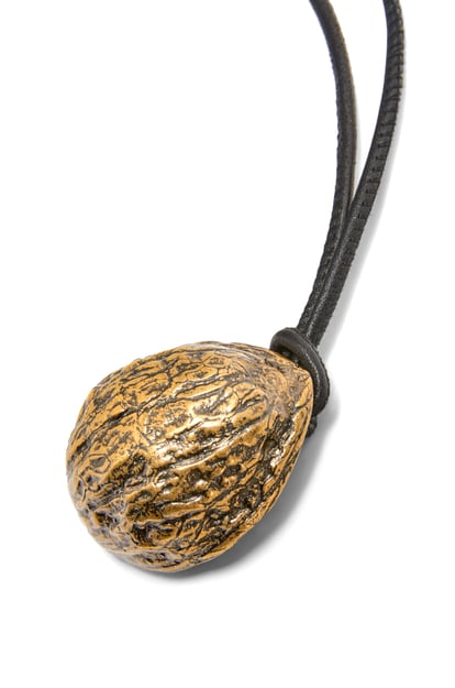 LOEWE Walnut pendant in calfskin and brass Bronze plp_rd
