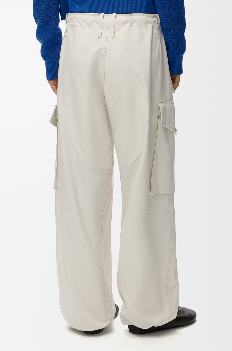 LOEWE Cargo trousers in cotton and silk Ivory