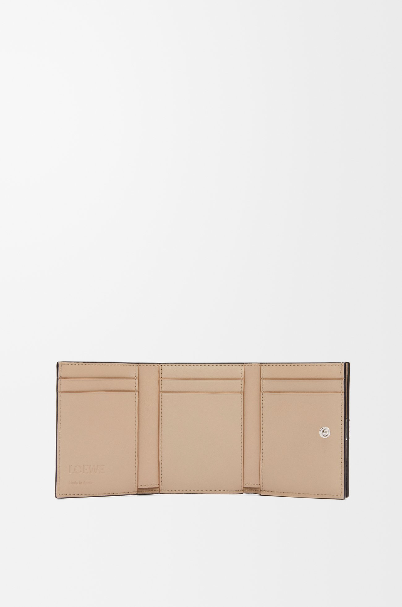 LOEWE Anagram trifold wallet in pebble grained calfskin Sand