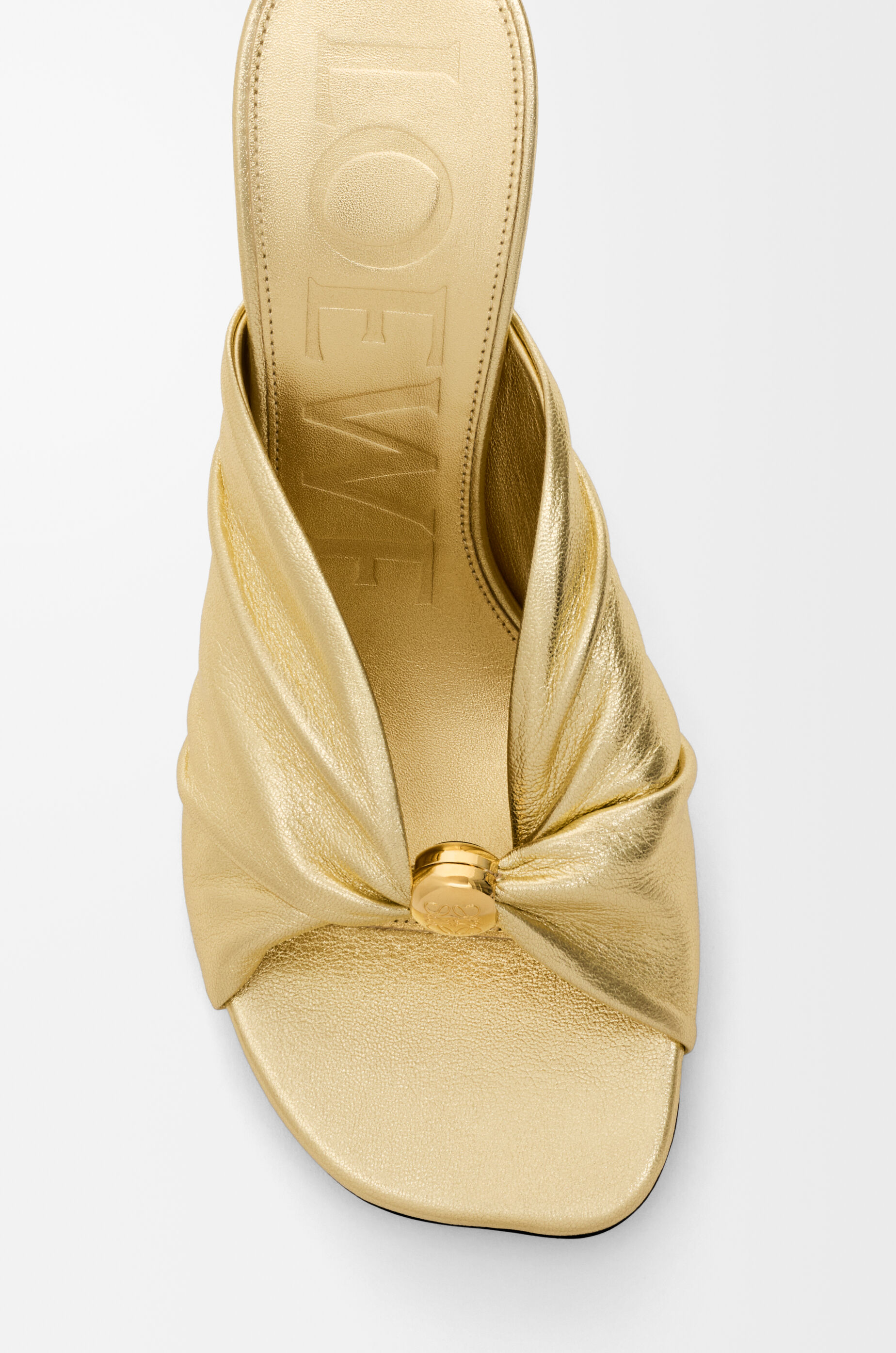 Pebble Soft slide in laminated lambskin Gold - LOEWE USA Official