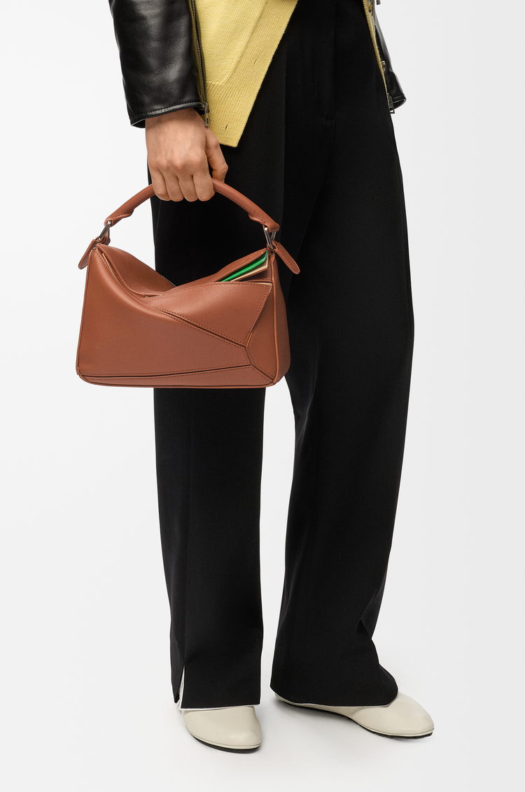 LOEWE Small layered Puzzle bag in classic calfskin Multicolor Squirrel
