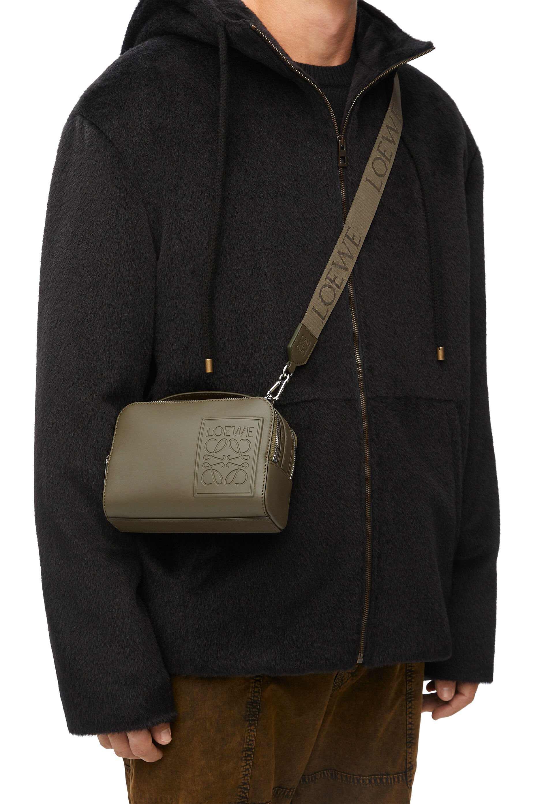 Mini Camera Crossbody bag in satin calfskin Khaki Green LOEWE