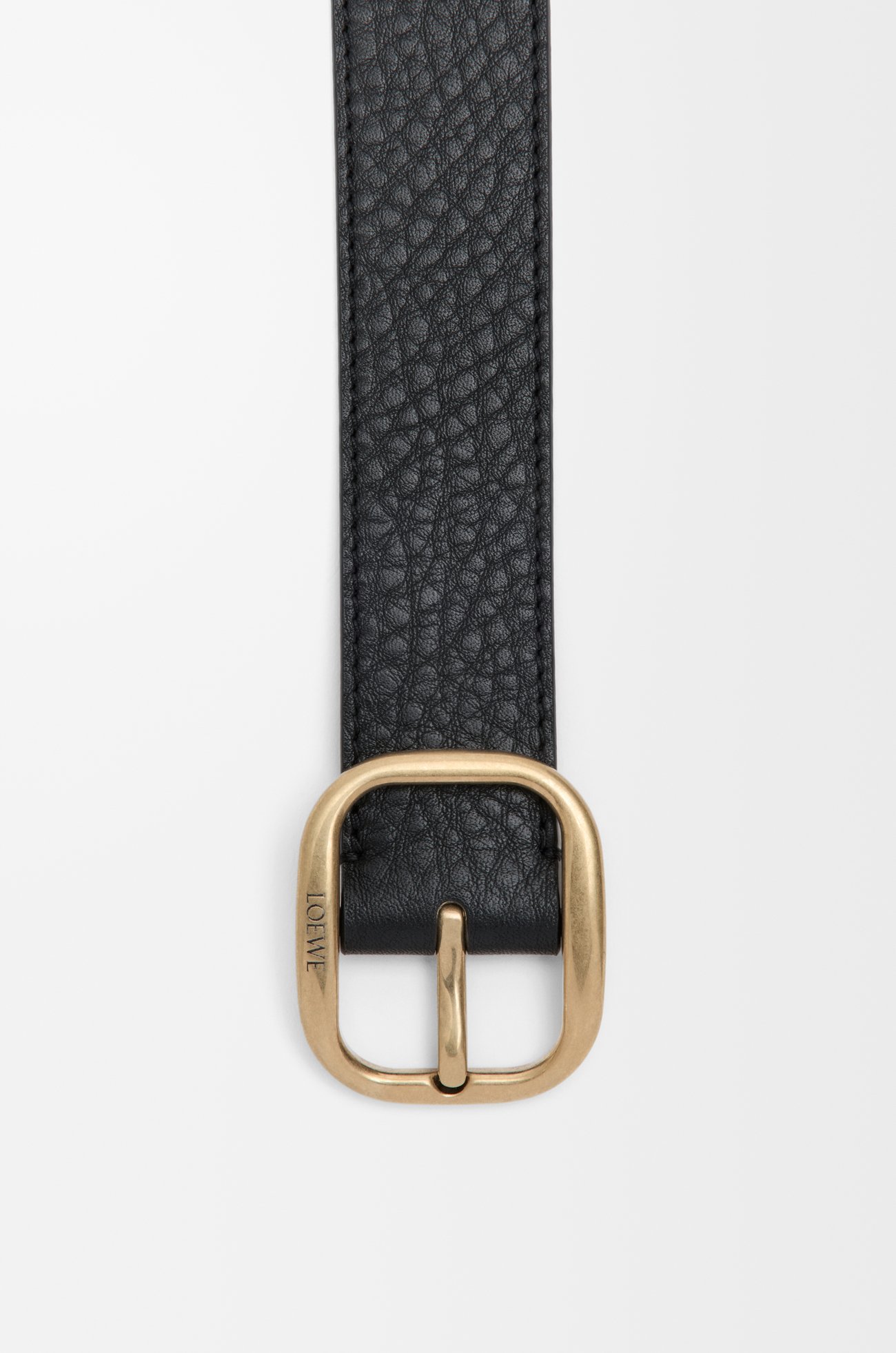 LOEWE 柔軟粒面小牛皮腰帶 黑色/金色
