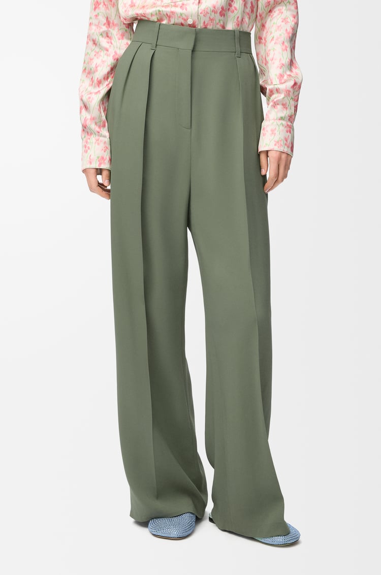 LOEWE Trousers in stretch viscose Light Khaki Green