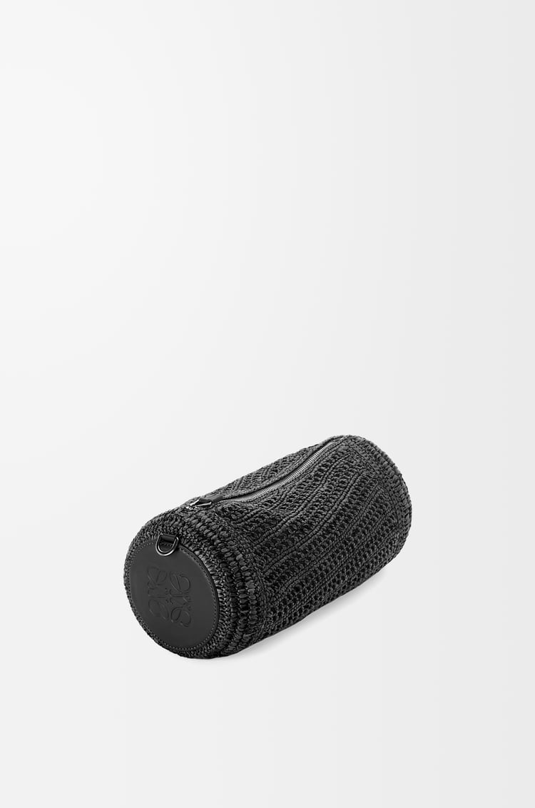 LOEWE Bracelet Pouch en rafia y piel de ternera Negro
