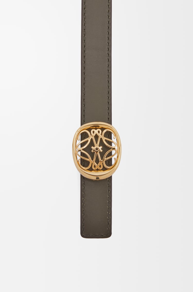 LOEWE リバーシブル アナグラムエリプス ベルト（スムースカーフ） オリーブ/ダークカーキグリーン/ゴールド