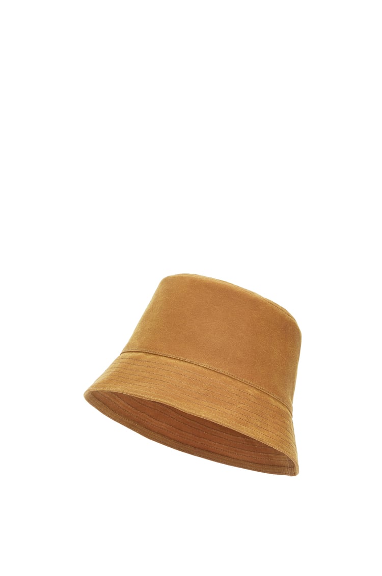LOEWE Sombrero de pescador en lona encerada y piel de ternera Desierto