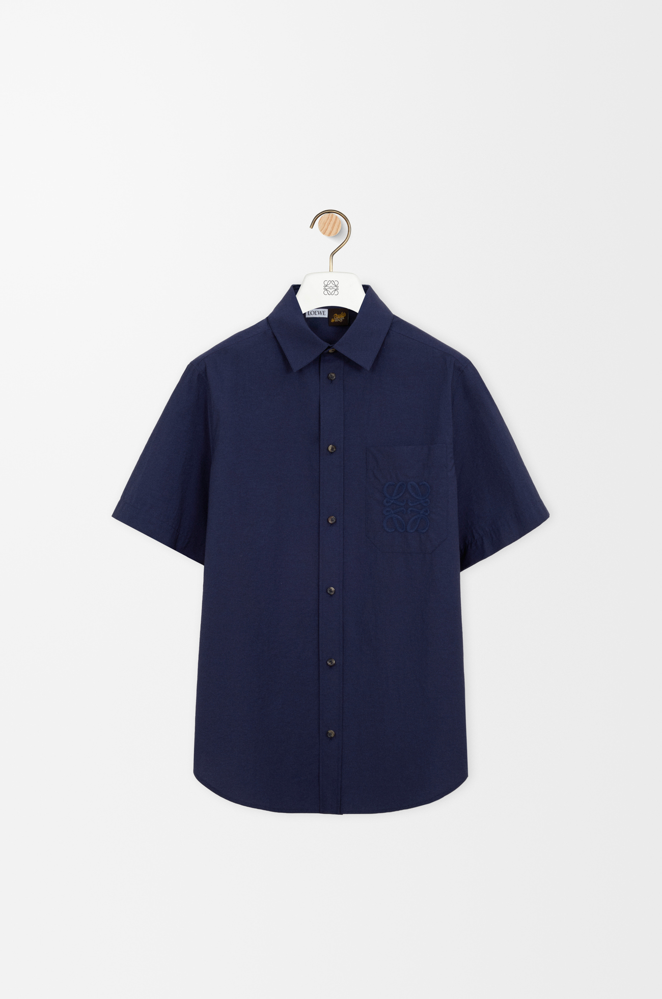 LOEWE Camisa de manga corta en mezcla de algodón Azul Marino