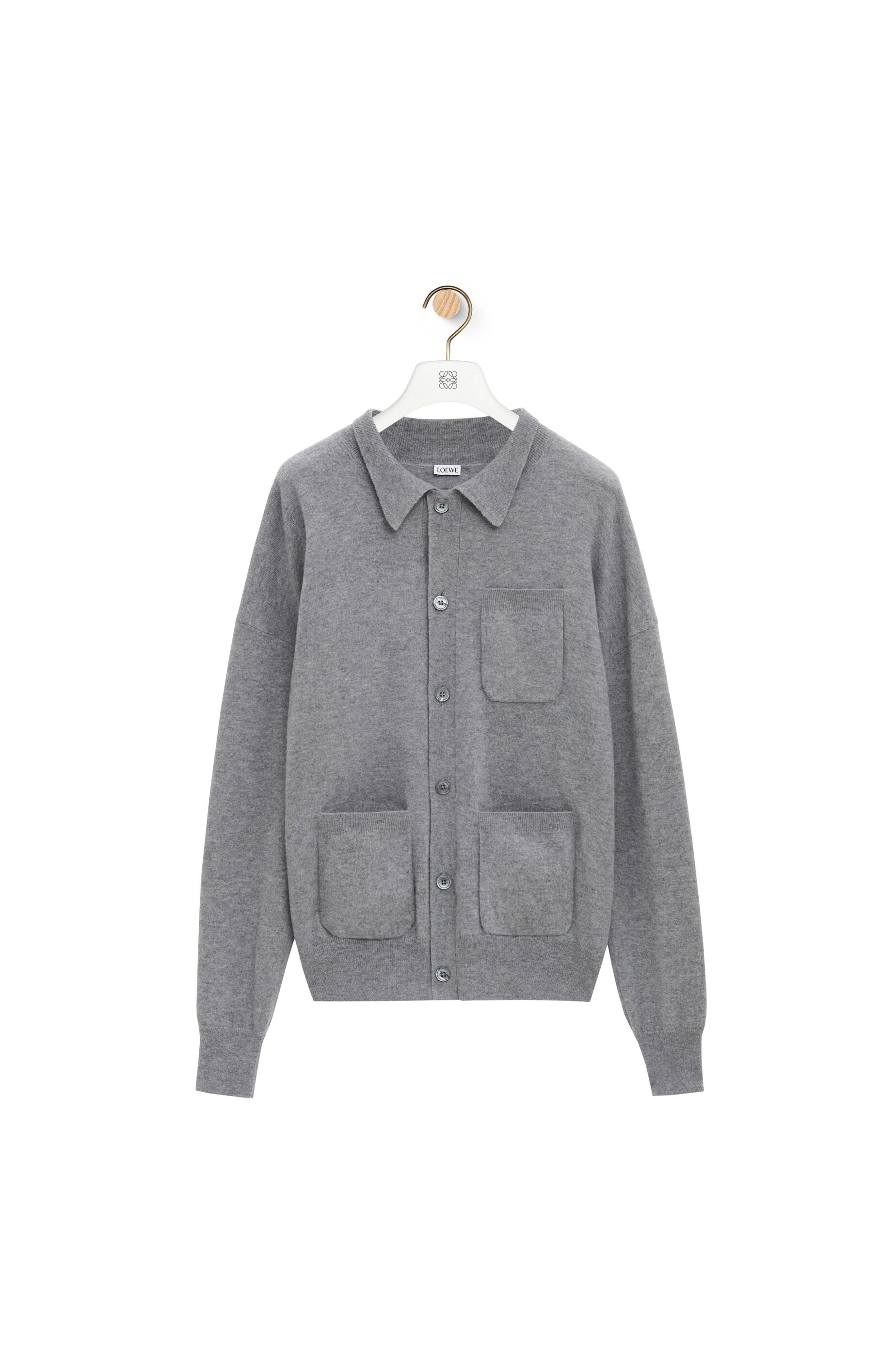 Cardigan in wool Grey Melange LOEWE
