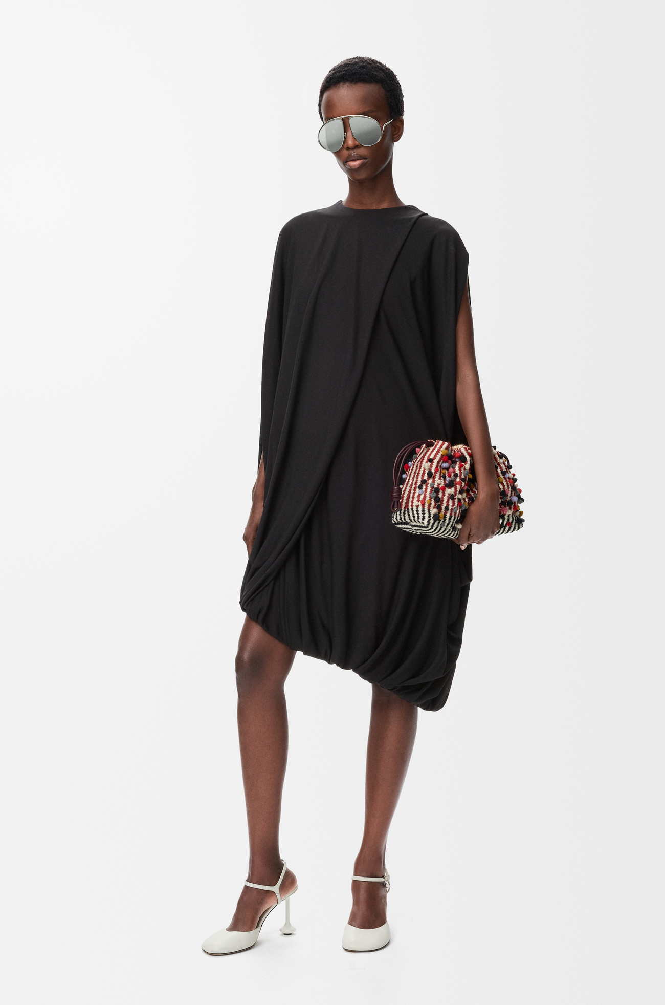 LOEWE Drapiertes Kleid aus Viskose Schwarz