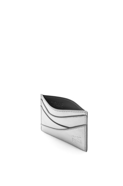 LOEWE Puzzle plain cardholder in metallic calfskin Silver/Pearl Grey plp_rd
