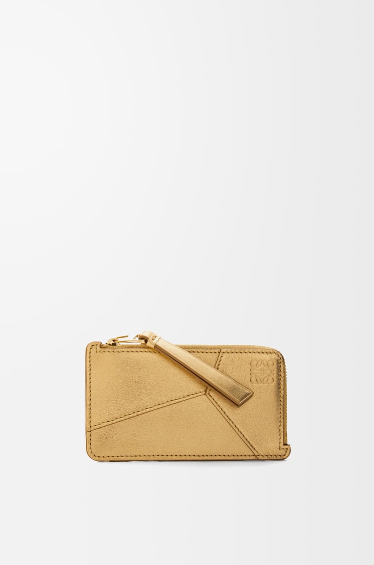 LOEWE Tarjetero-monedero Puzzle en piel de ternera Oro/Roble