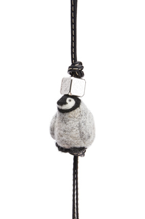 LOEWE Baby Penguin Charm in felt and calfskin Light Grey/Black plp_rd