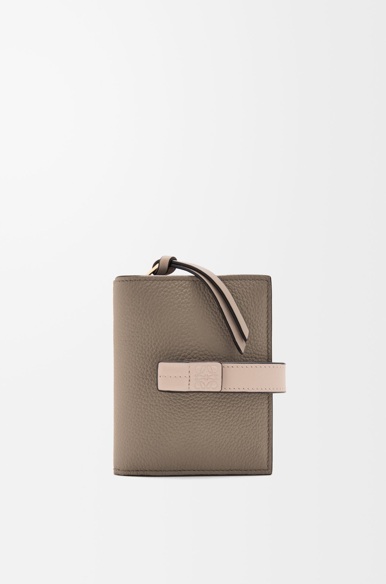 LOEWE 柔软粒面牛皮革紧凑拉链钱包 灰褐色/滑石色
