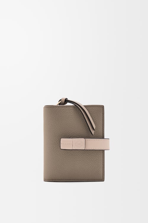 LOEWE Compact zip wallet in soft grained calfskin Taupe/Talc