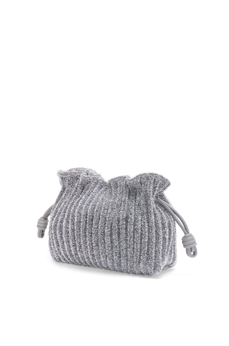 LOEWE Bolso Flamenco Clutch mini en tela de lúrex Plata