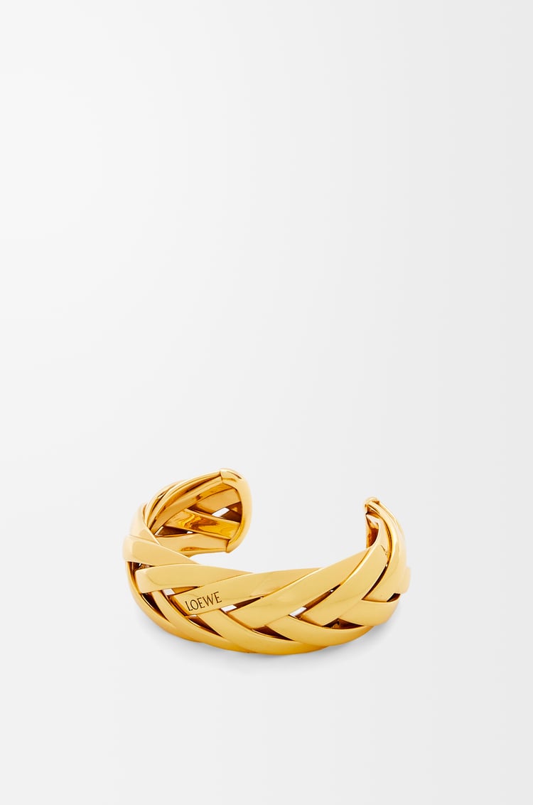 LOEWE Amplio brazalete trenzado en plata de ley Dorado
