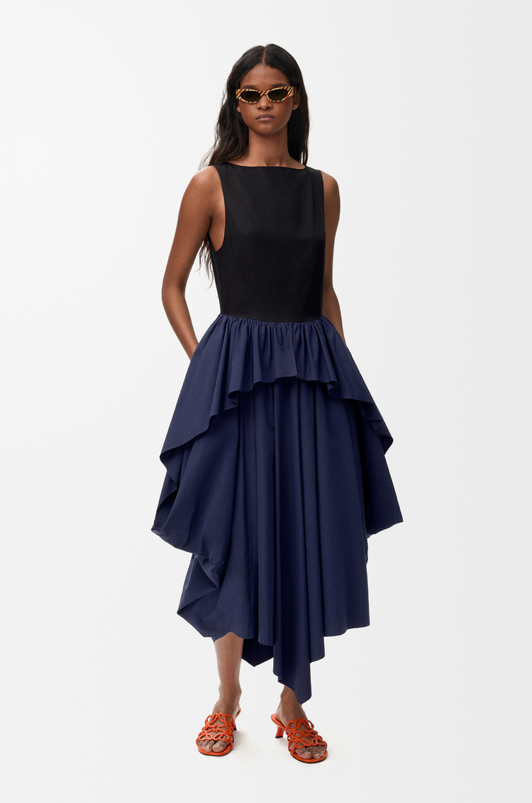 LOEWE 棉质连衣裙 黑色/海军蓝