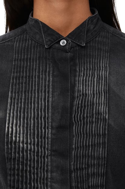 LOEWE Camisa plisada en denim Negro Lavado plp_rd