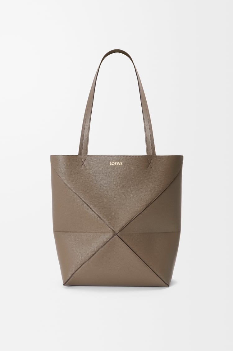 LOEWE 中号柔软粒面牛皮革 Puzzle Fold 手袋 灰褐色
