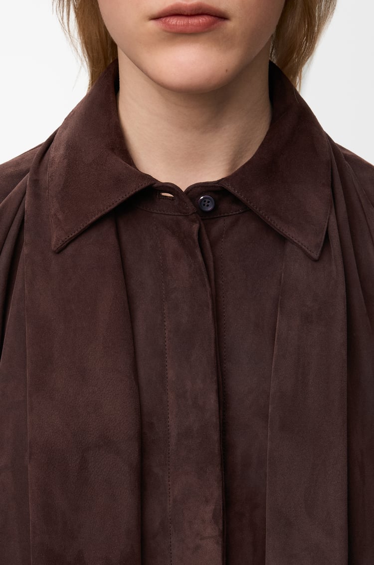 LOEWE Draped shirt in suede goatskin Brown
