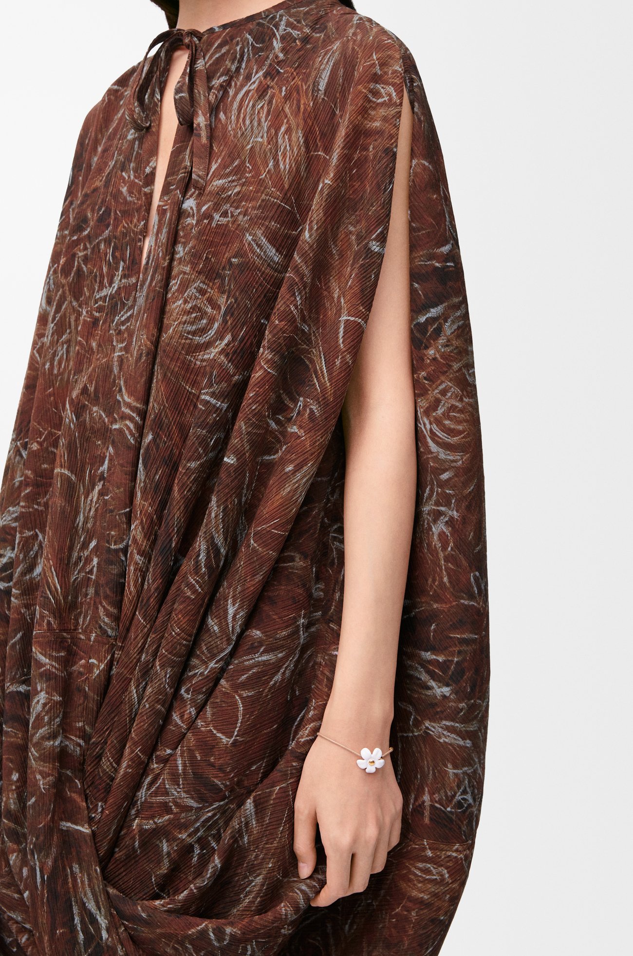 LOEWE Dress in cotton and silk Brown/Multicolor