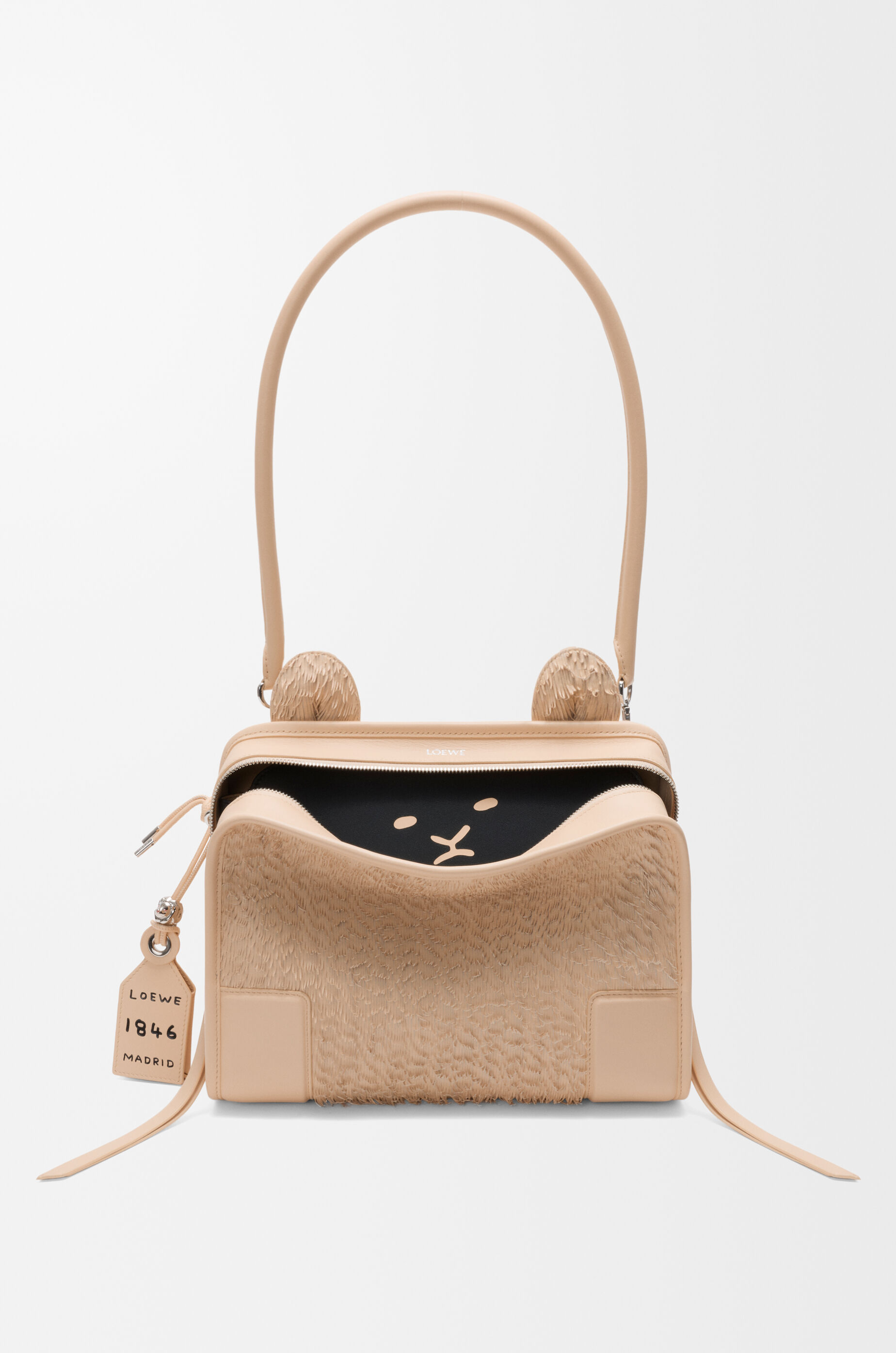 Medium Lion Fringed Cut Amazona 180 bag in nappa lambskin Beige