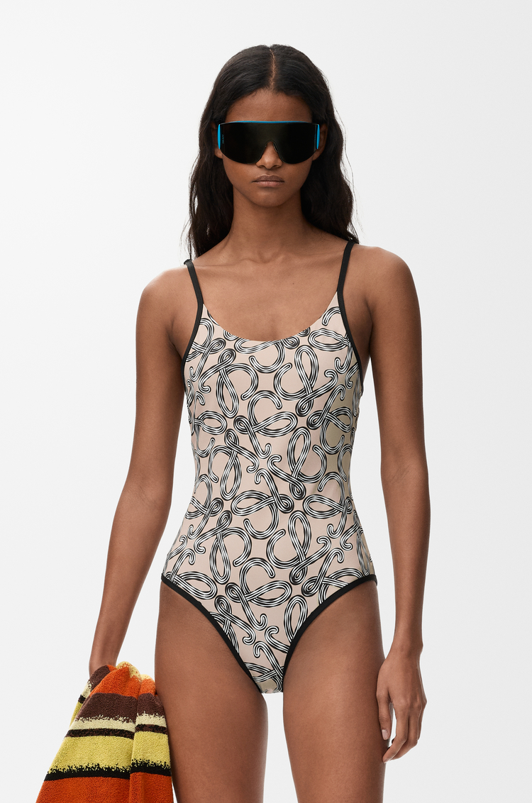 LOEWE 針織泳衣 米色/黑色