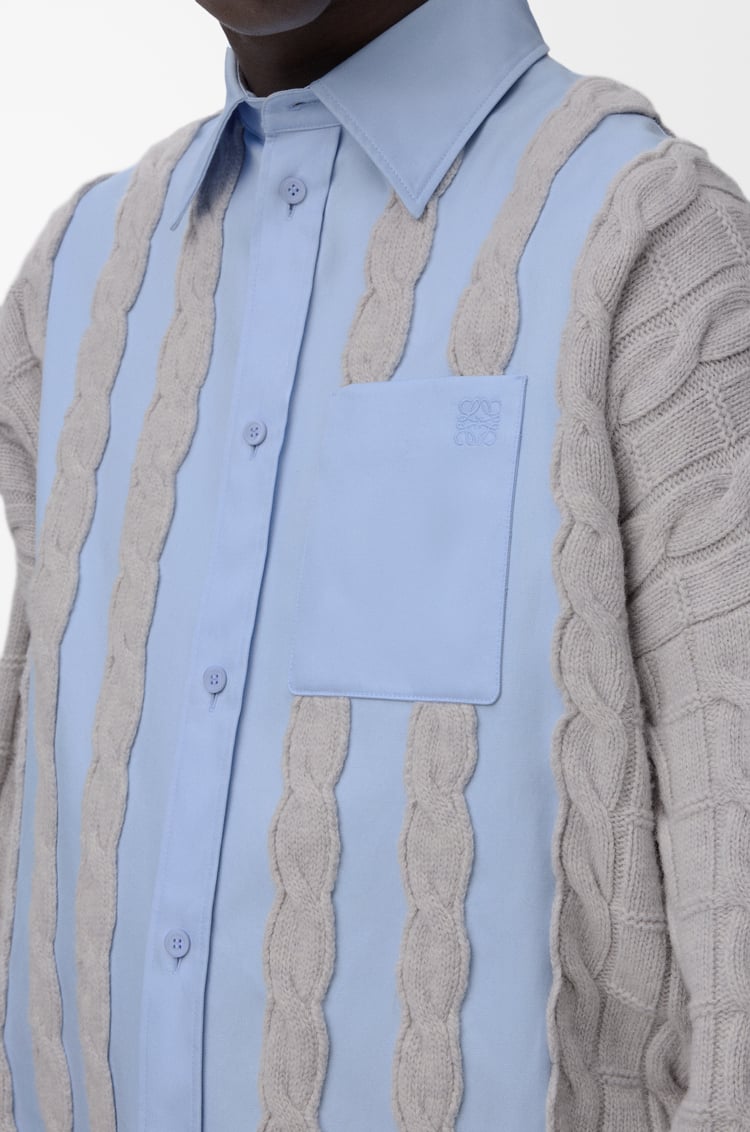 LOEWE Hybrid shirt in cotton and wool Blue/Grey