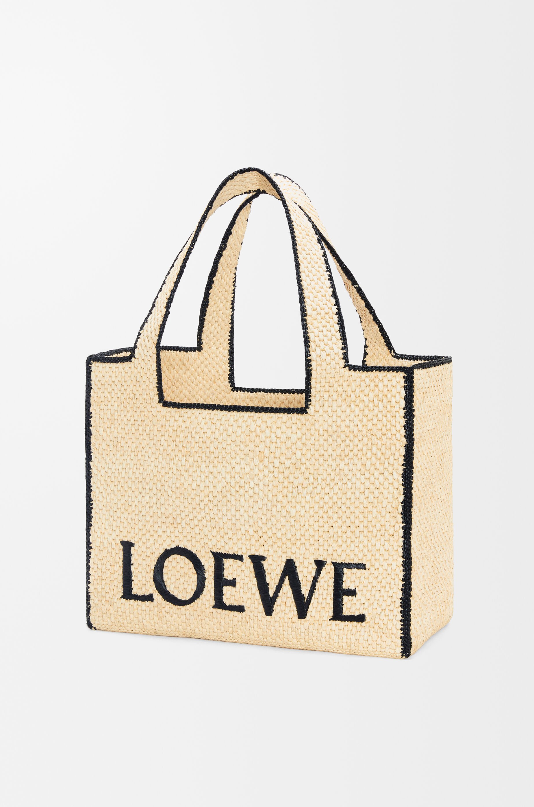 Large LOEWE Font tote in raffia Beige - LOEWE