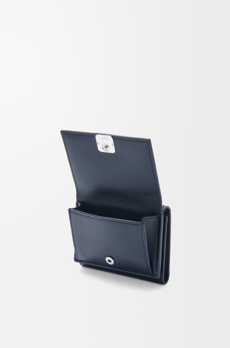 LOEWE 亮面纳帕牛皮革 Puffer Anagram 三折钱包 深海军蓝