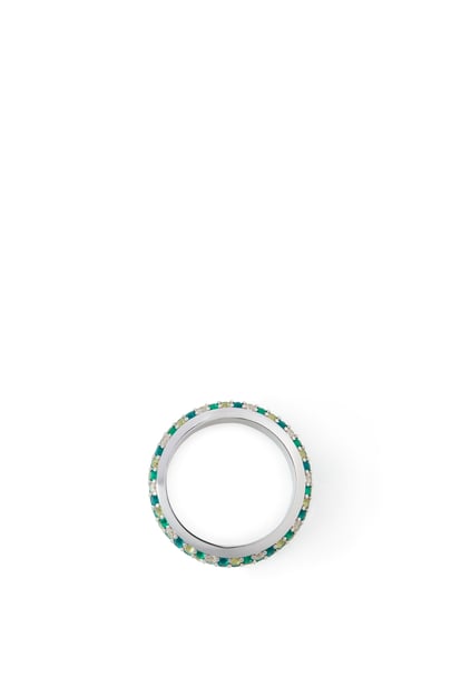 LOEWE Thin Pavé ring in sterling silver and crystals Silver/Green plp_rd