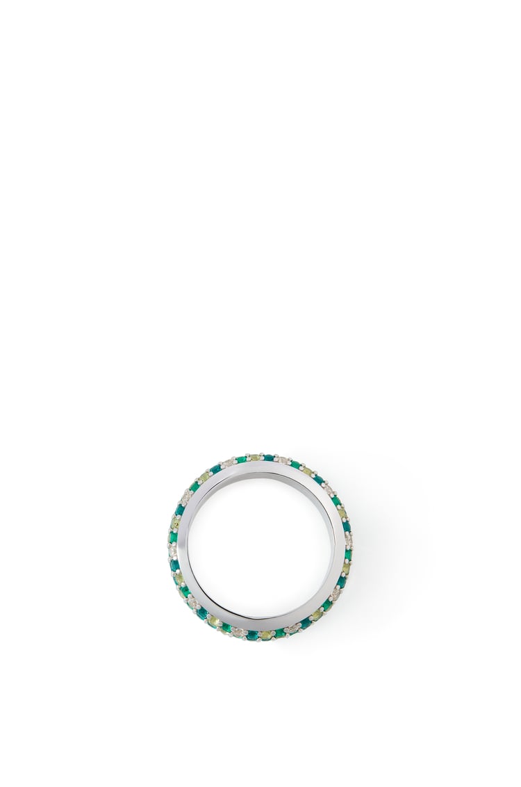 LOEWE Thin Pavé ring in sterling silver and crystals Silver/Green