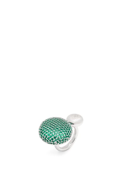 LOEWE Anillo Anagram Pebble en plata de ley y cristales Plateado/Verde plp_rd