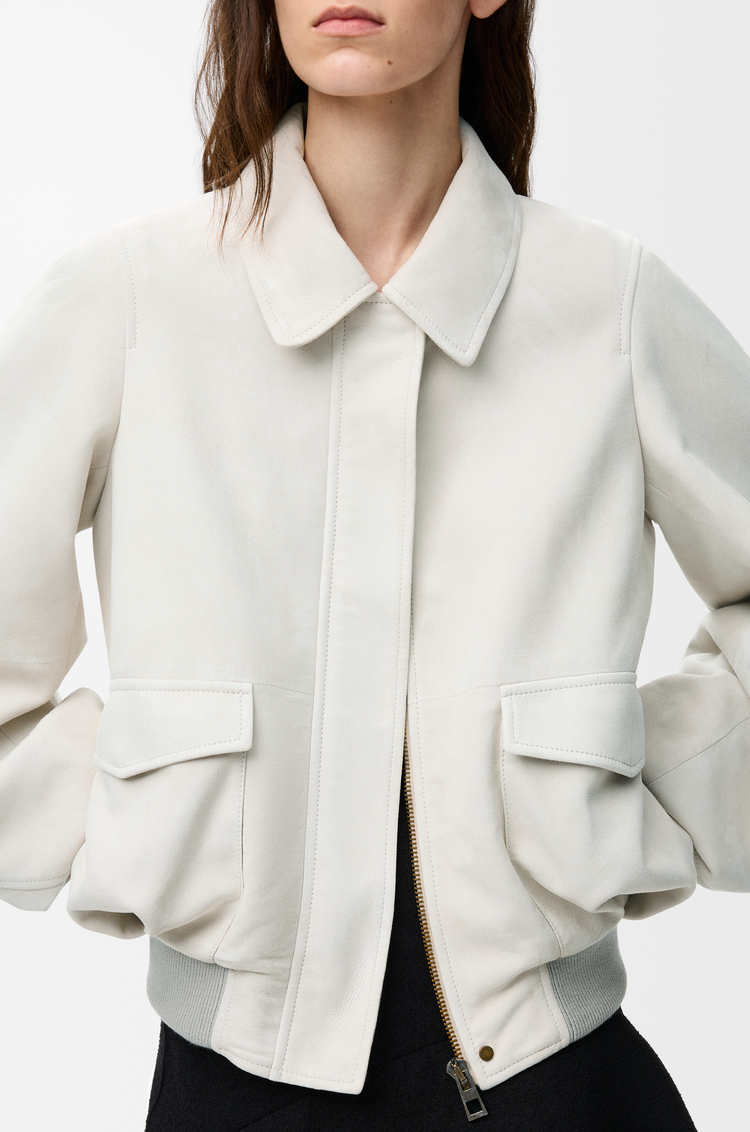 LOEWE 보머 재킷 - 스웨이드 고트스킨 라이트 그레이