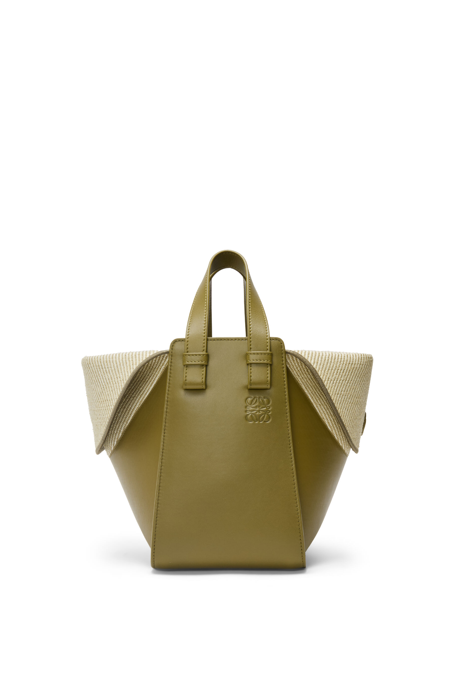 ハンモックバッグ コンパクト（スムースカーフ&キャンバス） オリーブ - LOEWE