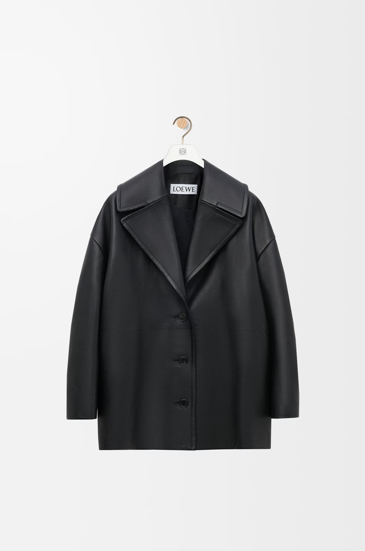 LOEWE Abrigo corto en piel napa de cordero Negro