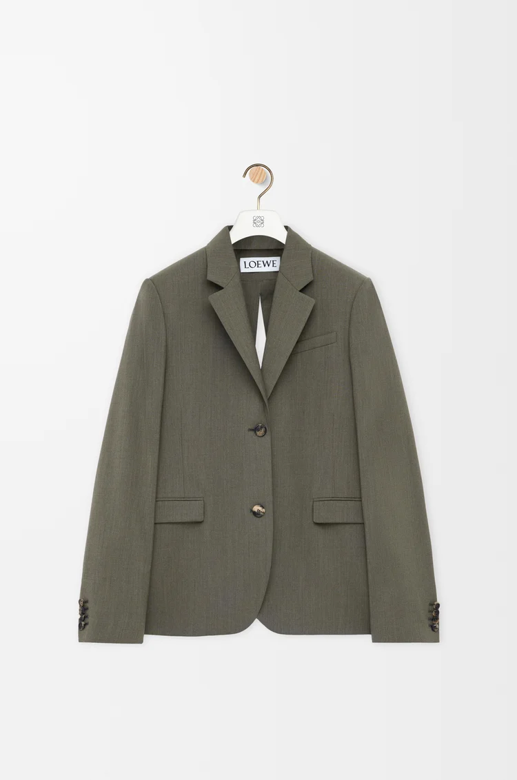 LOEWE Tailored jacket in wool Khaki Green