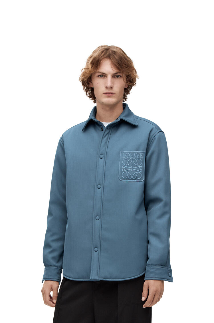 LOEWE Puffer Anagram overshirt in wool Crown Blue