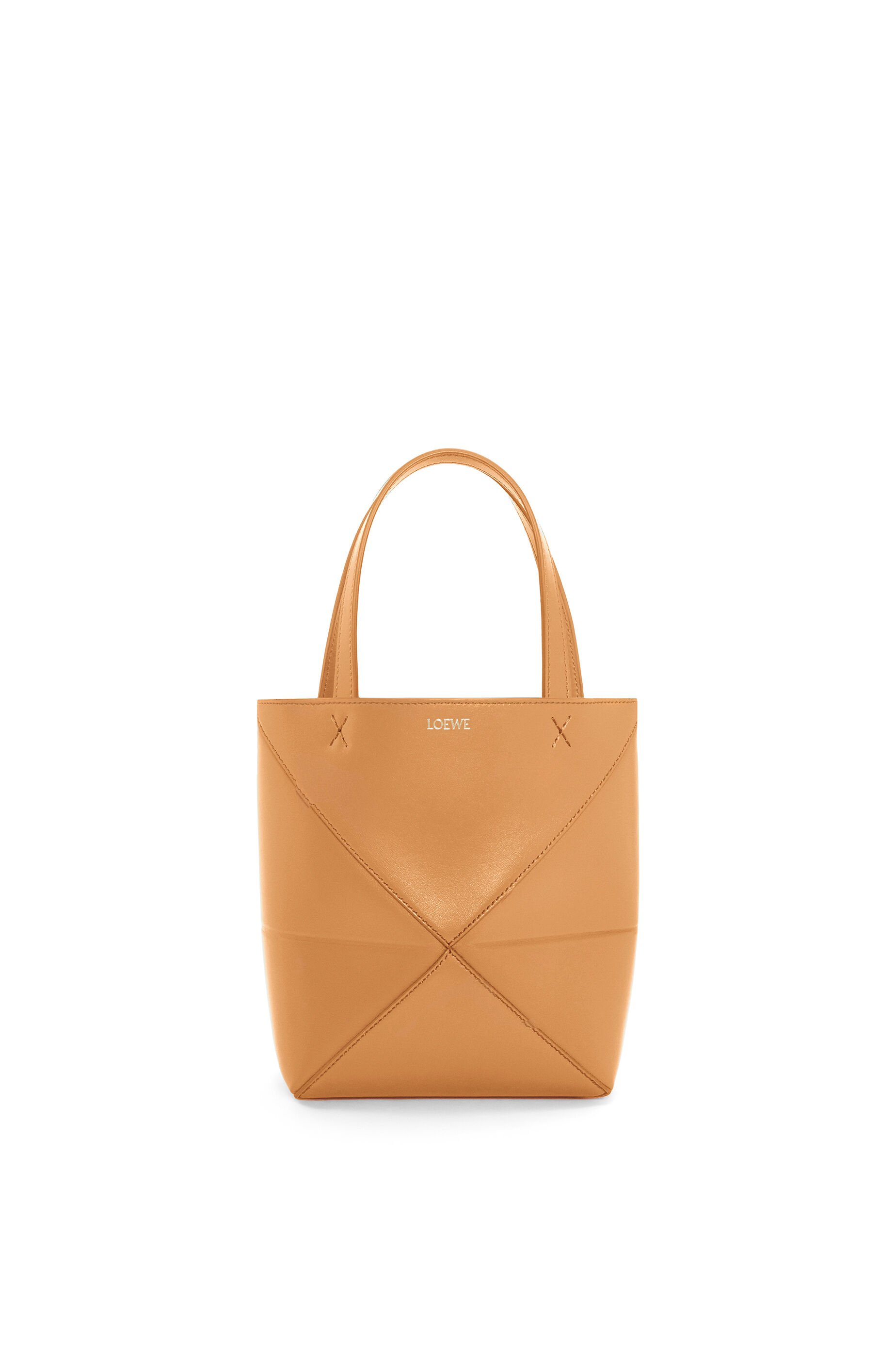 Medium Puzzle Fold tote in shiny calfskin Warm Desert LOEWE