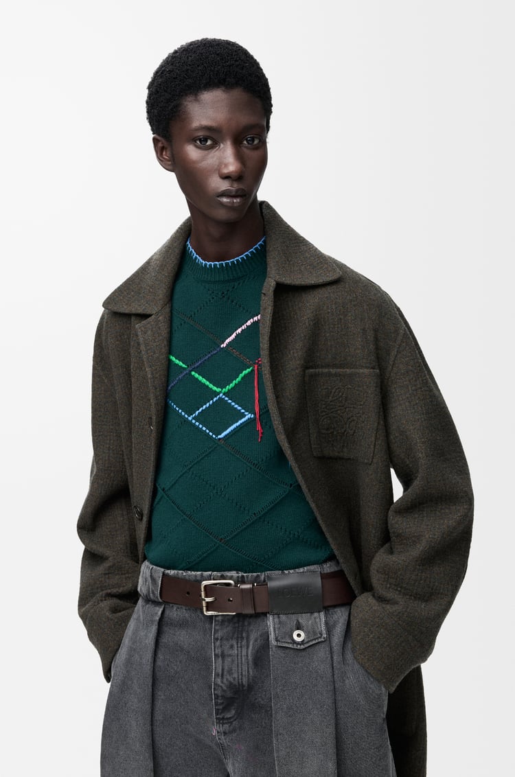 LOEWE エッセンシャルベルト（シャイニースリークカーフ） ダークシガー/ヴィンテージパラジウム